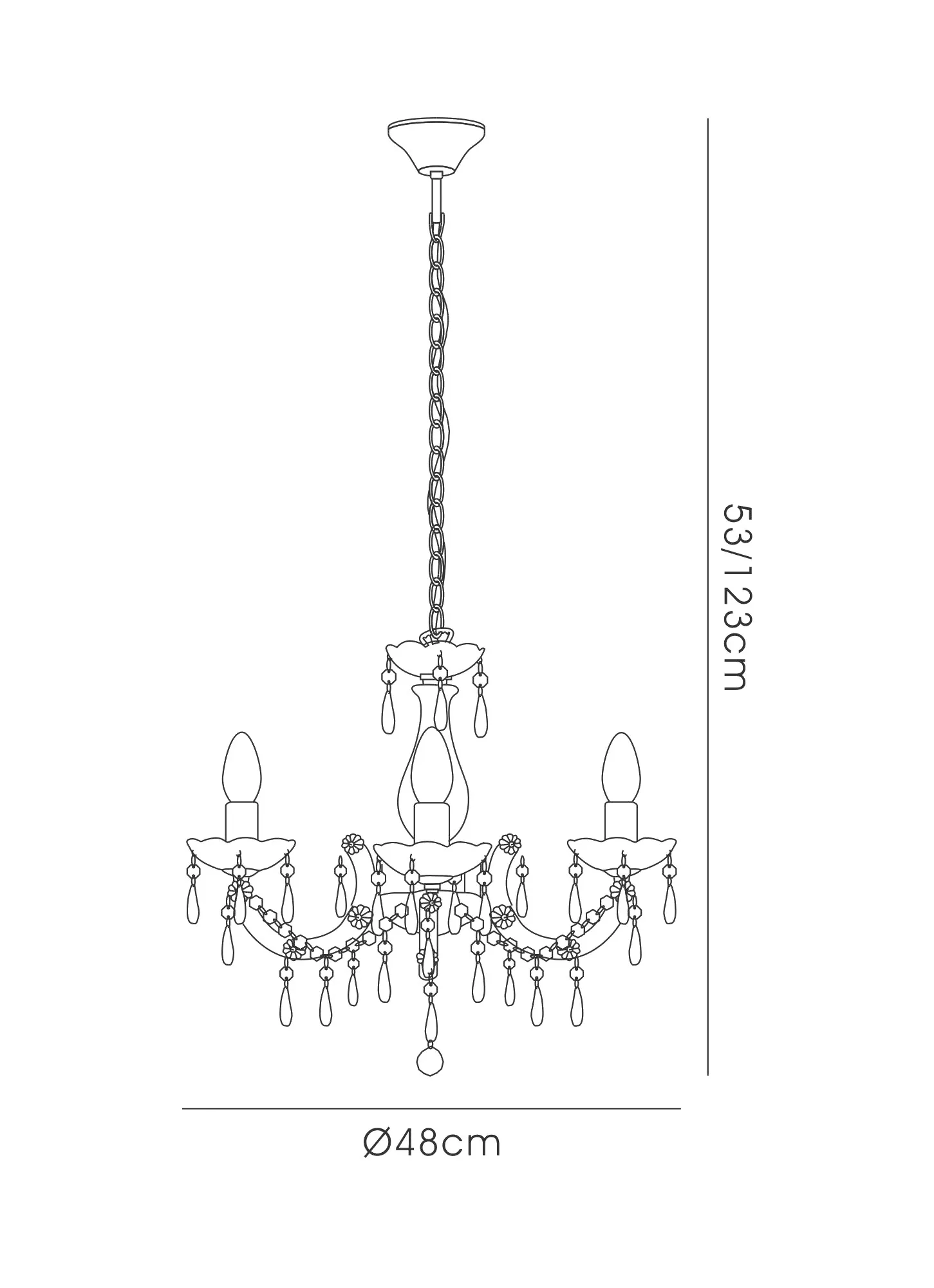 Floria Acrylic Chandelier 3 Light Polished Chrome D0416  Deco Floria